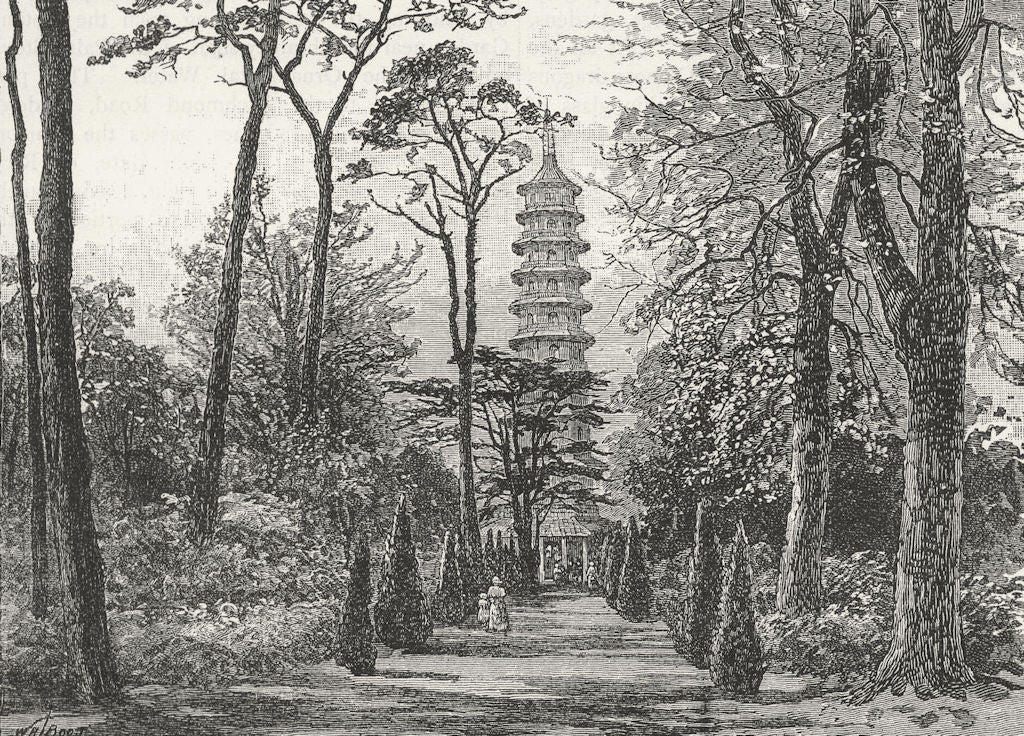 KEW GARDENS. The Pagoda 1888 old antique vintage print picture